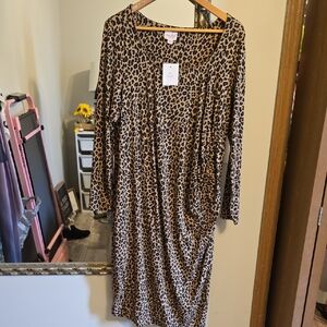 Leopard Print Long Sleeve Women’s MATERNITY Dress - Brown